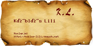 Köblös Lili névjegykártya